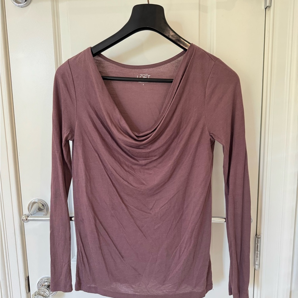 LOFT soft purple lavender  Draped Long Sleeve Blouse